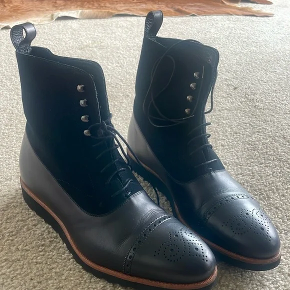Southern Gents Logan High Top Boots – Triple Black + Caramel - Picture 2 of 2